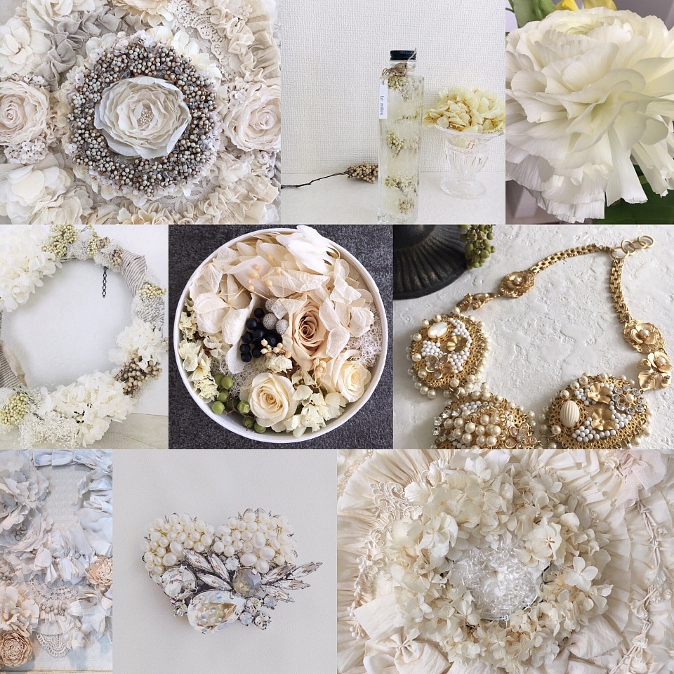 Le milieu  アクセサリー&フラワー　　　　　　　　　　　アンティークテイストのアクセサリー・フラワーアイテムはナチュラルにクラシカルなイメージをプラス